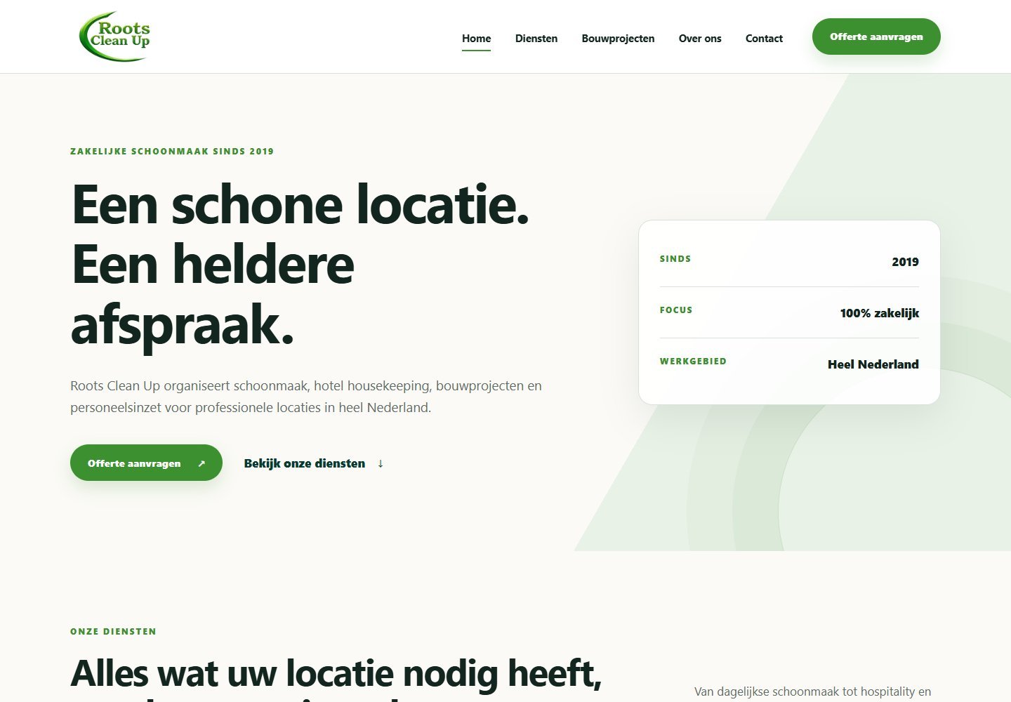 Roots Cleanup website screenshot