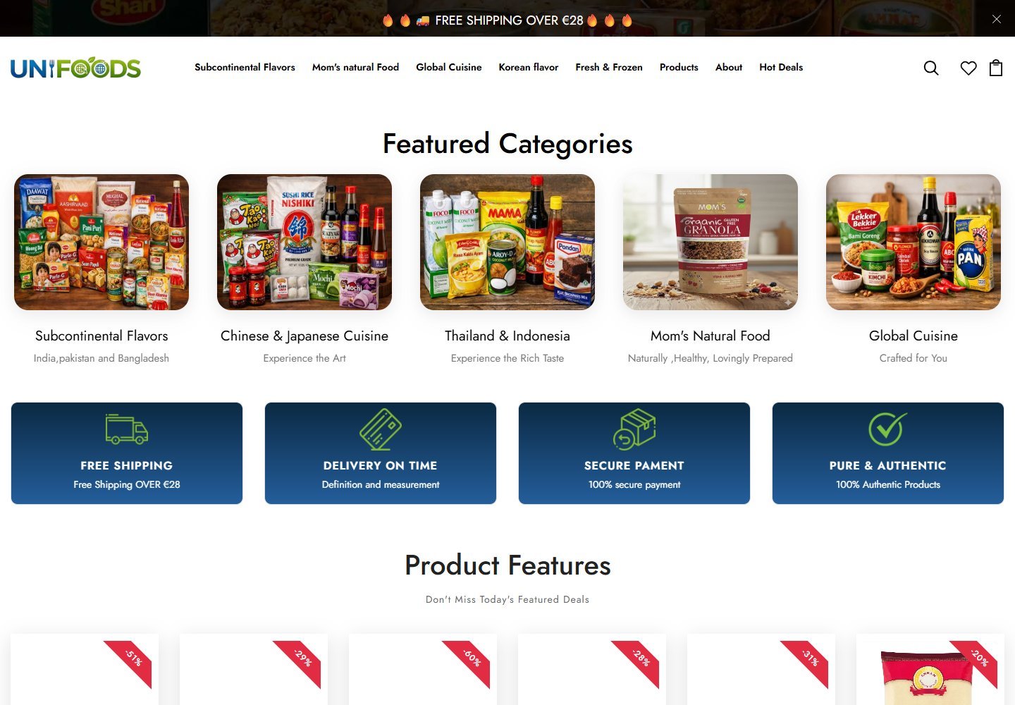 Unifoods website screenshot