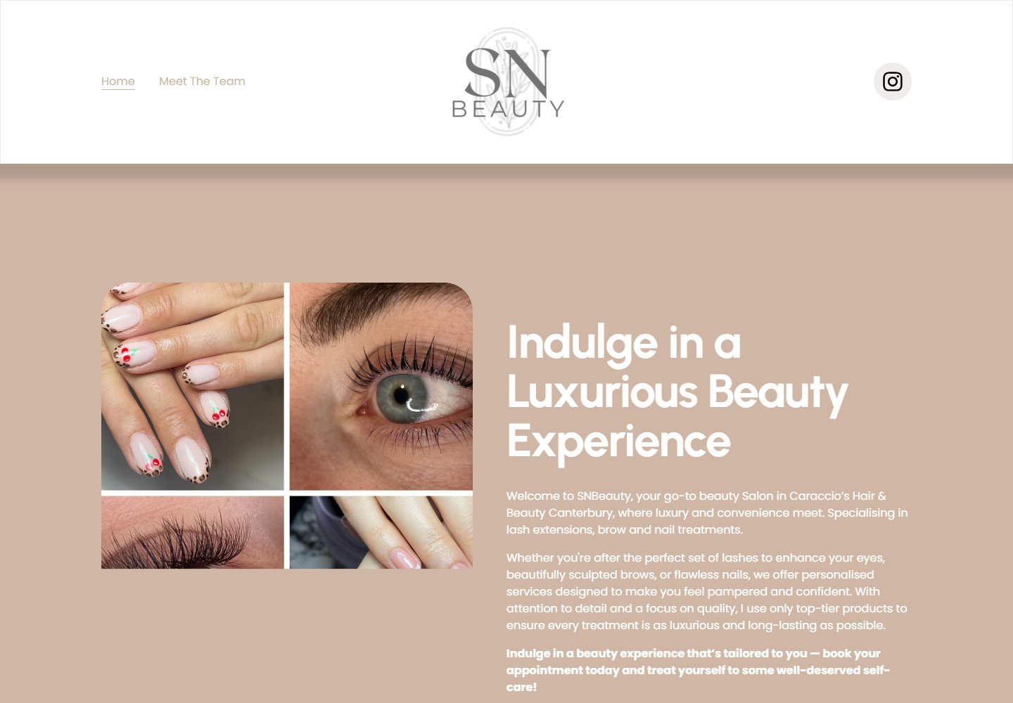 SN Beauty Canterbury website screenshot