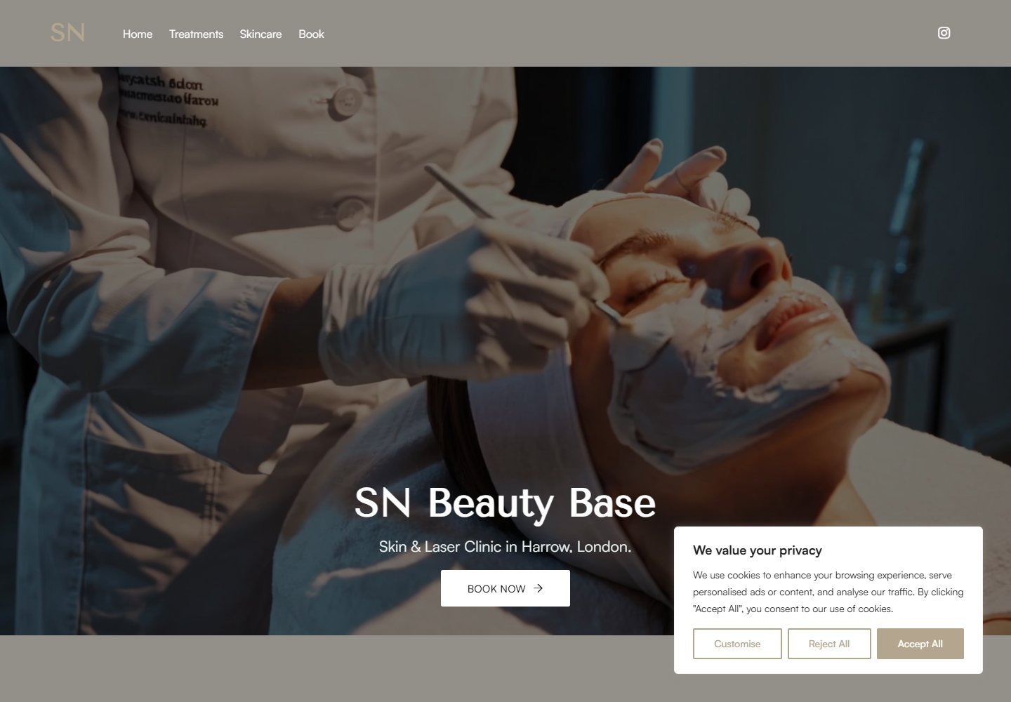 SN Beauty Base website screenshot