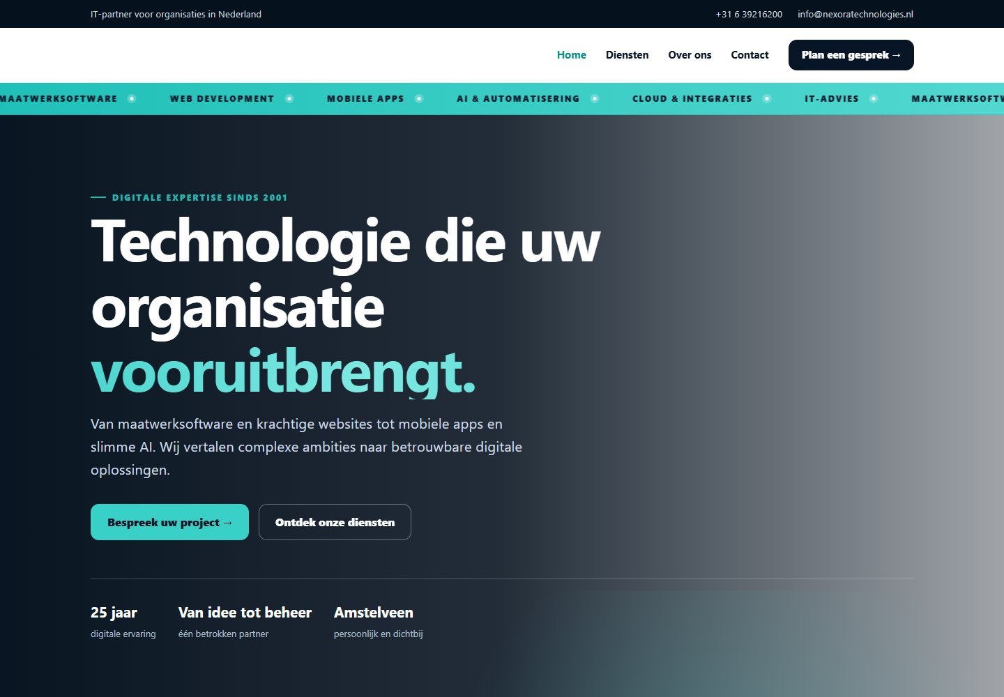 Nexora Technologies website screenshot
